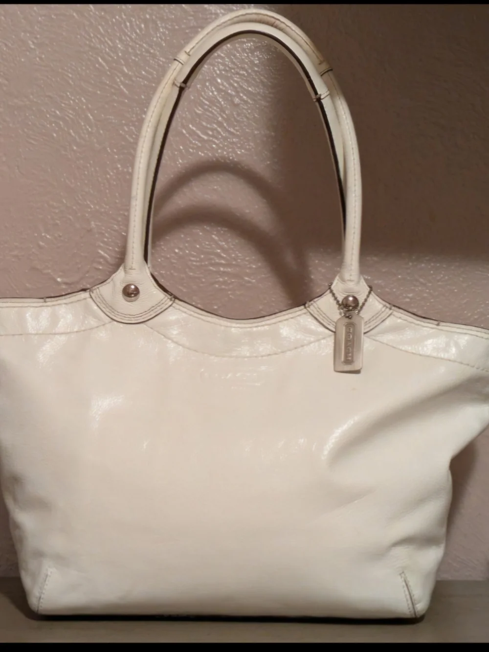 Coach Bleeker Vintage White Leather Tote